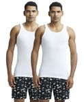 Jockey 8823 Men's Super Combed Cotton Rib Round Neck Sleeveless Vest with Stay Fresh Properties (Pack of 2)_White_L