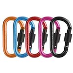 Hetkrishi Imported Aluminum Carabiner D-Ring Clip Hook Keychain Screw Locking - Multicolour (Pack of 5)