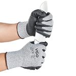 Vgo... 1 Pair Cut Resistant Gloves with Coat Nitrile Palm,HPPE Anti Cutting Gloves Liner,Safety Work GlovesEN388 level C,ANSI Level 3(Size M,Grey,SK2131)