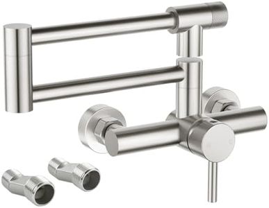 CREA CREA Robinet Mural Robinet de Cuisine, Mitigeur Evier 2 Jets d'eau,Pivotant à 360° pour Évier de Cuisine Double Poignée, Eau Chaude et Froide,Aérateur Démontable,Acier Inoxydable