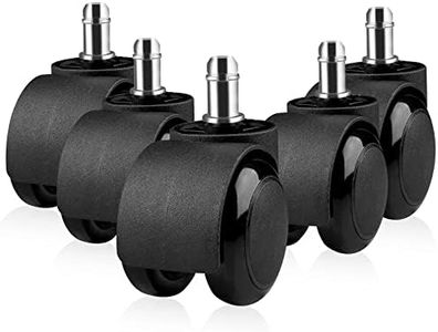 Gvolatee 5 pièces roulette chaise de bureau 11mm x 22mm 360° Rotation pour jeu chaises, roulette pivotantes conception à double roue, roulettes de rechange silencieuses sans rayures, noir