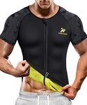 NINGMI Mens Sweat Neoprene Sauna Suits for Weight Loss Body Shaper Fitness Workout Top Shirt Zipper Short Sleeve