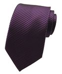 Elfeves Men's Solid Color Ties Fine Stripe Smooth Graduation Formal Suit Necktie, Dark Purple, One size