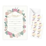 Rileys & Co. 50 All Occasion Invitation Cards with Envelopes and Bonus Stickers, 7 x 5 Inches, Floral Party Invitations for Wedding, Anniversary, Baby Shower, and More