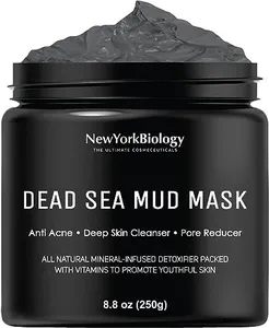 New York Biology Dead Sea Mud Mask for Face and Body - Spa Quality Pore Reducer for Acne, Blackheads & Oily Skin, Natural Skincare for Women, Men - Tightens Skin for A Healthier Complexion - 8.8 oz