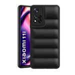 Amazon Brand - Solimo Puffer Case Camera Protection Soft Back Cover for Xiaomi 11I, Xiaomi 11I Hyper Charge 5G - Black - Rubber