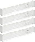 mDesign Adjustable, Expandable Drawer Organizer/Divider - Foam Ends, Strong Secure Hold, Locks in Place - for Bedroom, Bathroom, Closet, Office, Kitchen Storage - 2.5" High - 4 Pack, White