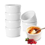 YBCPACK 250ml Ramekins Set of 6 - Porcelain Souffle Dish for Small Cakes, Creme Brulee,Pudding and Ice Cream，Also Great as Serving Dish for Sauces and Side Dishes