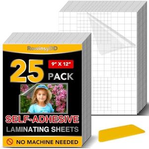 25 Pack Self Adhesive Laminating Sheets, 9 X 12 Inch, Clear Sticker Laminate Sheets Waterproof for Documents, Photos, No Machine Needed Heatless Durable