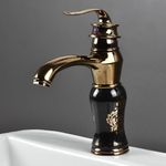 InArt Black Rose Gold Finish Basin Pillar Cock Tap Faucet for Wash Basin, Hot & Cold Water Mixer, Single Handle, Waterfall Design, Table Mount/Deck Mount (Black Rose Gold)