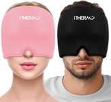 iTHERAU Migraine Ice Head Wrap, Migraine Relief Cap, Headache Relief Hat for Migraine, Stretchable Compress Headache Mask Headache Ice Pack for Puffy Eyes, Tension, Sinus & Stress Relief Pink & Black