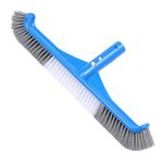 Pool Brush, 16.5" Pool Brushes for Pool Wall Cleaning, Premium Nylon Bristles Pool Brush Head with Easy Clip, Curved Ends High-Efficiency Pool Scrub Brush (White, Gray)