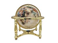 14" Mother of Pearl GEMSTONE GLOBE with Gold Stand