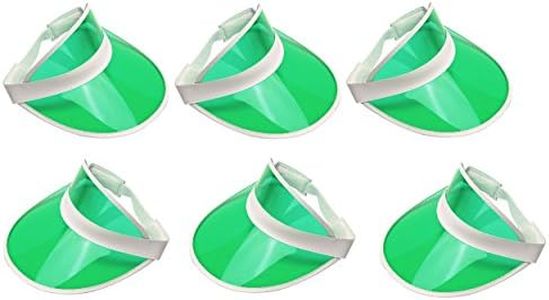 Nicky Bigs Novelties Retro Tennis Beach Plastic Sun Visors Hats, (Pack of 6), Green, One Size