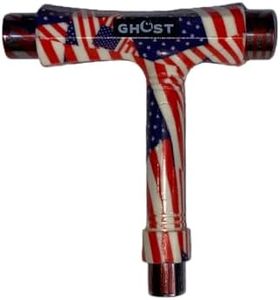 Ghost Boards All-in-One Multi-Function Skate Tool - Portable Skateboard T Tool Accessory with T-Type Allen Key & L-Type Phillips Head Wrench Screwdriver - Hand Tools Kit for Skateboard (American Flag)