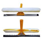 Appropriate™ Glass Wiper for Solar Panel Clean Glass Window Clean 2 in 1 Combi Microfiber Washing Brush and Rubber,