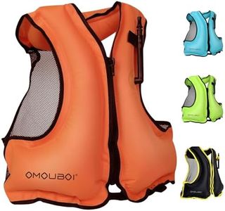 VENNERLI Inflatable Jacket Swimming Waistcoat Kayak Fishing Snorkeling Buoyancy Jacket Swimming Jacket Brightly Coloured Vest Suitable for Water Sports Adults Only (Orange)