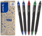 PILOT - Pack of 5 - FriXion Point Clicker 0.5 - Retractable, Erasable Thermo Sensitive Ink Pen - 1 Black, 2 Blue, 1 Red,1 Green - Refillable Pen - Fine Point