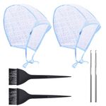 Hair Coloring Highlighting Cap, 2 Hair Disposable Tipping Frosting Cap with 2 Hook and Hair Coloring Brush for Dyeing Hair Salon Home Use