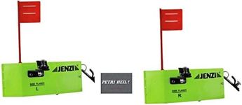 blntackle76 Trolling Set of 2 Jenzi Side Planner with Jenzi Flag (1x Left, 1x Right), Approx. 19 x 8 cm, Planner Board + Free Petri Heil! Sticker