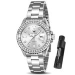 OLEVS Watches for Women Silver Diamond Stainless Steel Womens Watch Waterproof Luxury Date Ladies Watch Analog Elegant Quartz Female Watches Classic Small Wrist Watches for Women, Montre Femme