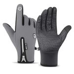 HMV MALL Touchscreen Winter Gloves - Warm, Waterproof & Windproof with Fleece Lining, Anti-Slip Grip for Cycling, Skiing & Outdoor Activities Heated Touchscreen Gloves (Grey, Large)