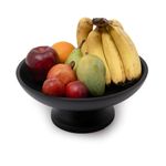 SEMPYIX Wooden Fruit Bowl,Decorative Pedestal Bowl,Black Large Serving Bowl-Wood Fruit Bowl for Home Centre Table Decor,Farmhouse Showpiece,Kitchen Accessory Fruit Stand for Kitchen (12 inch)