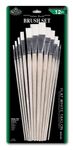 Royal and Langnickel Flat Long Handle Taklon Variety Brush Set - White (Pack of 12)