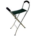 Netagon Lightweight Folding Portable Walking Stick Chair Seat Stool Ideal for Hiking Camping Fishing Travel (Green)