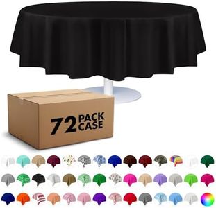 Grandipity Black 84" Decorative Round 72 Pack Premium Disposable Plastic Tablecloth 84 Inch Decorative Round Table Cover