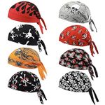 KABAKE 8Pcs Do Rag Skull Cap Bandana Hat Doo Rags Beanie Cooling Sweat Wicking Head Wraps Cycling Helmet Liner for Men and Women, Skull Do Rags 8pcs, 3-8