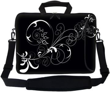 (White Swirl) - Meffort Inc 44cm Laptop Sleeve with Extra Side Pocket , Soft Carrying Handle & Removable Shoulder Strap / Notebook Bag Case for Apple Macbook Air Pro Acer Asus Dell HP Sony 43cm 41cm 42cm and More