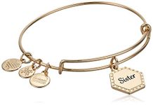 Alex and Ani Because I Love You Expandable Wire Bangle Bracelet for Women, Meaningful Charms, 2 to 3.5 in, 1 Count (Pack of 1), Yellow Gold