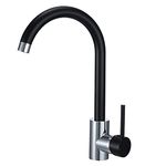 Kitchen Mixer Tap Single Lever High Arc 360 Swivel Spout with Air-in Aerator Matte Black and Chrome Kitchen Sink Taps for Kitchen Monoblco Kitchen Faucet