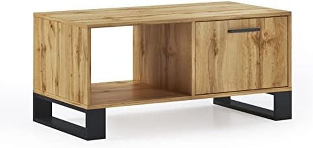 Skraut Home | Mesa de Centro | 45 x 92 x 50 cm | Mesa Baja Ideal para Salón o Comedor | Modelo Loft | Madera Resistente | Mueble Auxiliar | Acabado Rústico