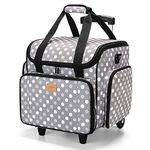 Luxja Sewing Machine Case with Detachable Dolly, Sewing Machine Tote with Removable Bottom Pad (Patent Design), Gray Dots