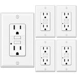 [5 Pack] BESTTEN 15 Amp GFCI Receptacle Outlet, Tamper-Resistant (TR) GFI Outlet with LED Indicator, Ground Fault Circuit Interrupter, Wallplate Included, cETL Certified, White