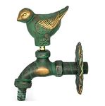 Decorative Garden Faucet Outdoor Faucet Yard Animal Antique Green Pigeon Level Handle Brass Wall Mounted Tap Bibcock Hose Not Included