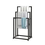 Crocofair Freestanding Metal Towel Rack Holder with 3 Tier for Bathroom Towel Rack Hand Towels Modern Washcloths Holder Drying Rack (Black)