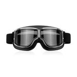 Rumyve PU Leather Goggles,Vintage Skiing Outdoor Anti-fog Goggles,Motorcycle Riding Goggles,Anti-fog/wind/UV Protection for Adult Men and Women