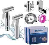 WhirlPro - Luxury Stainless Steel Bidet Sprayer, Jet Spray for Toilet Seat, Adjustable Pressure, Cloth Diaper Spray, Enhance Bathroom Hygiene, Ideal Bidet Attachment, Feminine & Baby Wash (2-Pack)