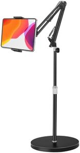 Tablet Floor Stand, Overhead Bed Phone Stand with 12 lb Super Stable Base & Angle/Height Adjustable, Compatible with 4.5''-13'' iPhone, iPad Pro 12.9, Galaxy Tab, Kindle, Phones