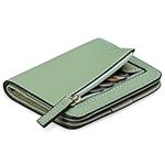 GAEKEAO Women's Wallet RFID Blocking Leather Compact Bi-fold Wallet for Woman Zipper Coin Pocket Small Ladies Purse with ID Window (Light Green)