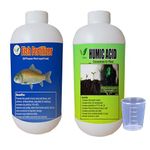 Iagrifarm Humic Acid Plant growth Promoter and Fish Amino liquid/Growth Promoter : 1 +1 Litre Combo - with Measuring Cup 50 Ml -India's 1st ISO 9001:2015 Certified Brand