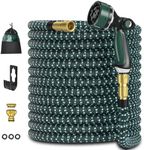 100FT Expandable Garden Hose, U ULTTY Garden Hose Pipe with 10 Function Nozzle, 1/2" & 3/4" Solid Brass Fittings Durable 3750D Weave No-Kink Lightweight Outdoor Yard Flexible Water Hose, Green