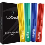 Logest Twist Hand Exerciser Bars - 4 Piece Flexible Bars Strengthener Set - Tennis Elbow, Golfer's Elbow, Tendonitis, Wrist, Forearms Pain Relief Therapy Bar - Wrist and Arm Strengthener Twist Bar