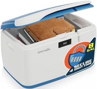 SereneLife Locking Storage Container Bin - 5 Gallon Large Capacity - Stackable Storage Tote Deck Tough Box - Durable Plastic Household Organizer Bins with Lid, Combination Lock Security - SLSBIN10