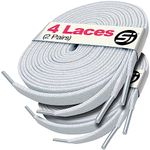 S&J 2 Pairs Flat Shoelaces for Trainers Converse Air Force 1, Replacement Sneaker Laces for Sport Shoes, Casual Shoe, Durable Shoelaces for Kids Adult Men and Women 8mm width, 120mm length (White)