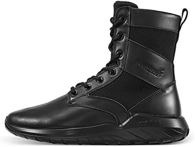 Soulsfeng Men's Tactical Boots Lightweight Breathable Military Combat Boots with Side Zipper Hiking Work Boots for Women Black Size EUR 47.5