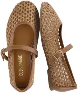 CUSHIONAIRE Darla Kids Mesh Mary Jane Ballet Flats, Girls Shoes with Buckle